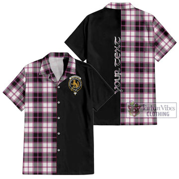 MacPherson Hunting Modern Tartan Short Sleeve Button Shirt with Family Crest and Half Of Me Style