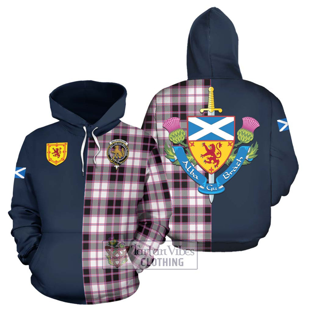 Tartan Vibes Clothing MacPherson Hunting Modern Tartan Hoodie with Scottish Lion Royal Arm Half Style