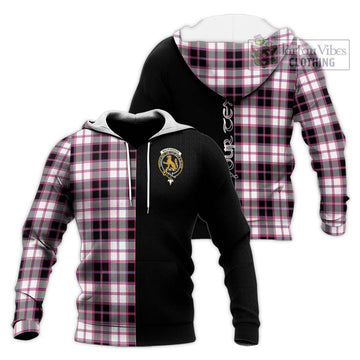 MacPherson Hunting Modern Tartan Knitted Hoodie with Family Crest and Half Of Me Style