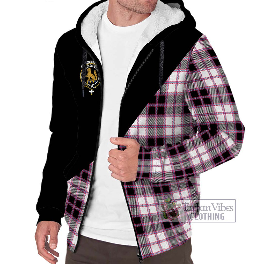 MacPherson Hunting Modern Tartan Sherpa Hoodie with Family Crest and Military Logo Style Unisex S - Tartanvibesclothing Shop