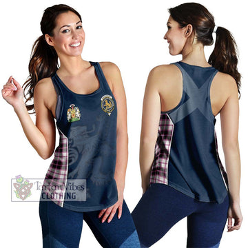 MacPherson Hunting Modern Tartan Women's Racerback Tanks with Family Crest and Lion Rampant Vibes Sport Style