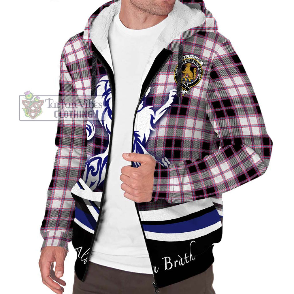 MacPherson Hunting Modern Tartan Sherpa Hoodie with Alba Gu Brath Regal Lion Emblem Unisex S - Tartanvibesclothing Shop