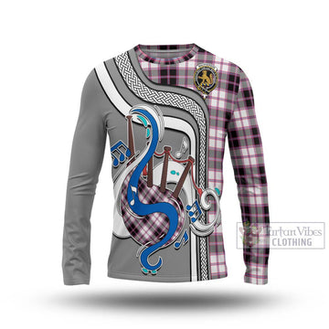 MacPherson Hunting Modern Tartan Long Sleeve T-Shirt with Epic Bagpipe Style