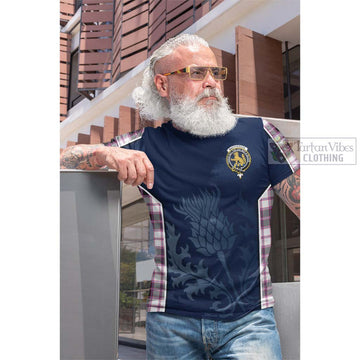 MacPherson Hunting Modern Tartan Cotton T-shirt with Family Crest and Scottish Thistle Vibes Sport Style