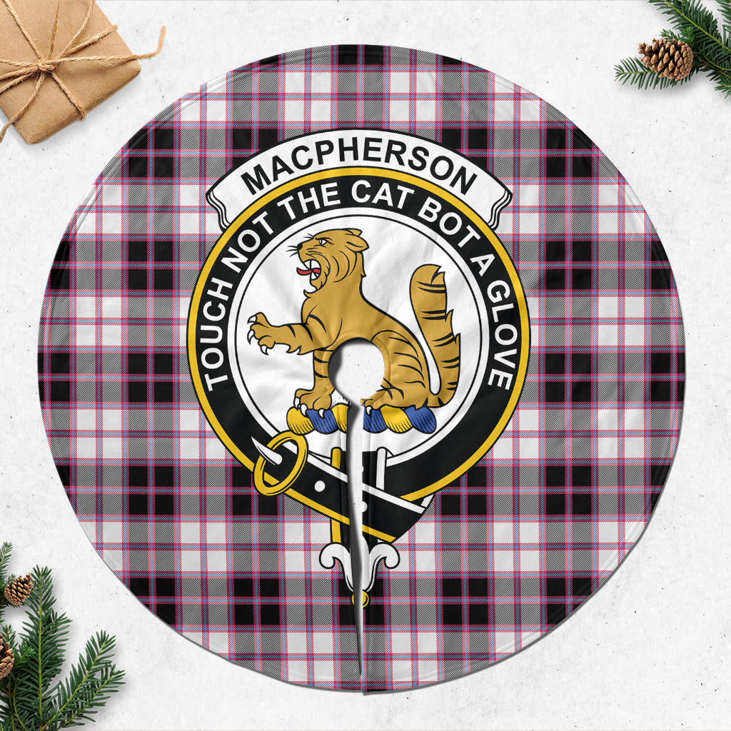 MacPherson Hunting Modern Tartan Christmas Tree Skirt with Family Crest - Tartanvibesclothing