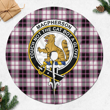 MacPherson Hunting Modern Tartan Christmas Tree Skirt with Family Crest