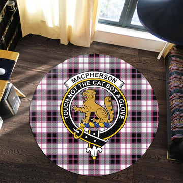 MacPherson Hunting Modern Tartan Round Rug with Family Crest