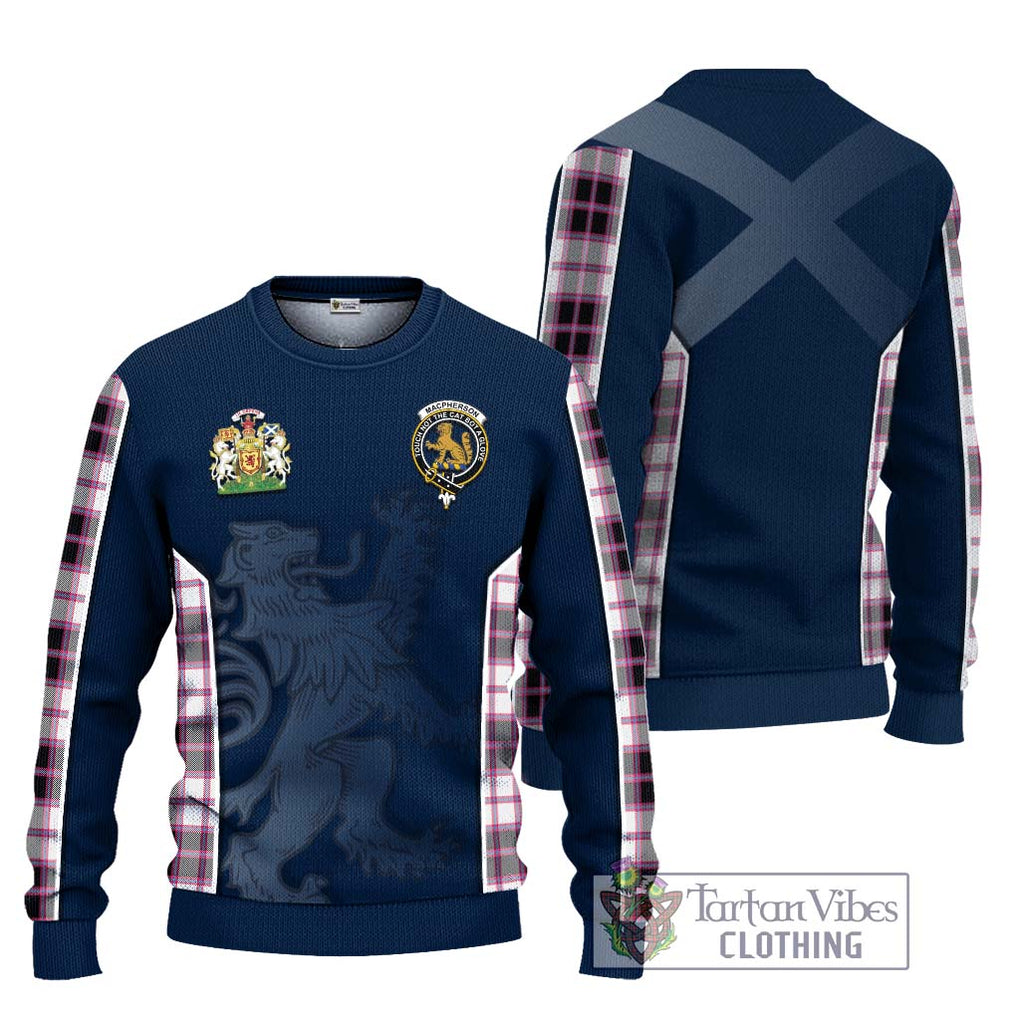 MacPherson Hunting Modern Tartan Knitted Sweater with Family Crest and Lion Rampant Vibes Sport Style Unisex - Tartan Vibes Clothing