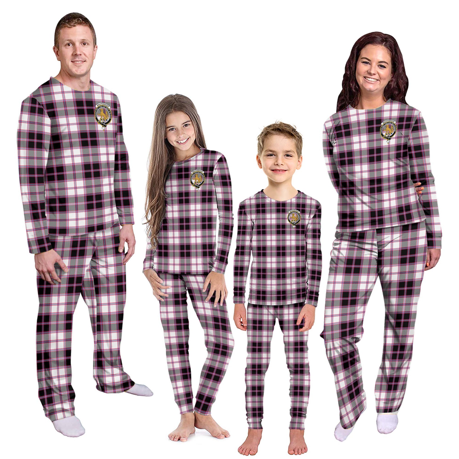 MacPherson Hunting Modern Tartan Pajamas Family Set with Family Crest - Tartanvibesclothing