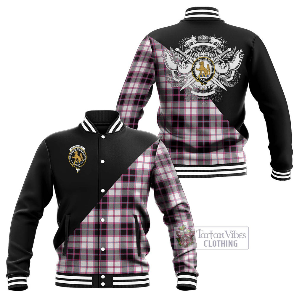 MacPherson Hunting Modern Tartan Baseball Jacket with Family Crest and Military Logo Style Unisex - Tartanvibesclothing Shop