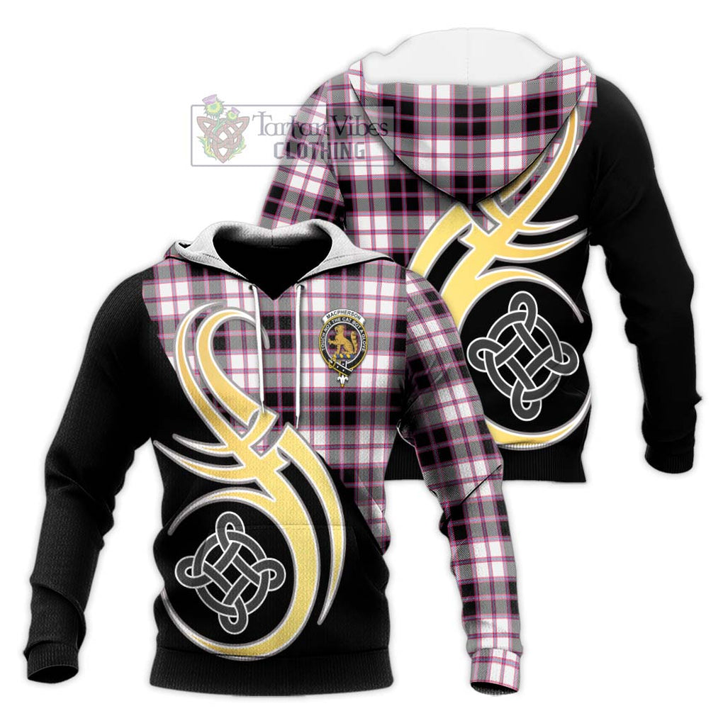 MacPherson Hunting Modern Tartan Knitted Hoodie with Family Crest and Celtic Symbol Style Unisex Knitted Pullover Hoodie - Tartan Vibes Clothing