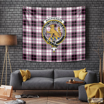 MacPherson Hunting Modern Tartan Tapestry Wall Hanging and Home Decor for Room with Family Crest