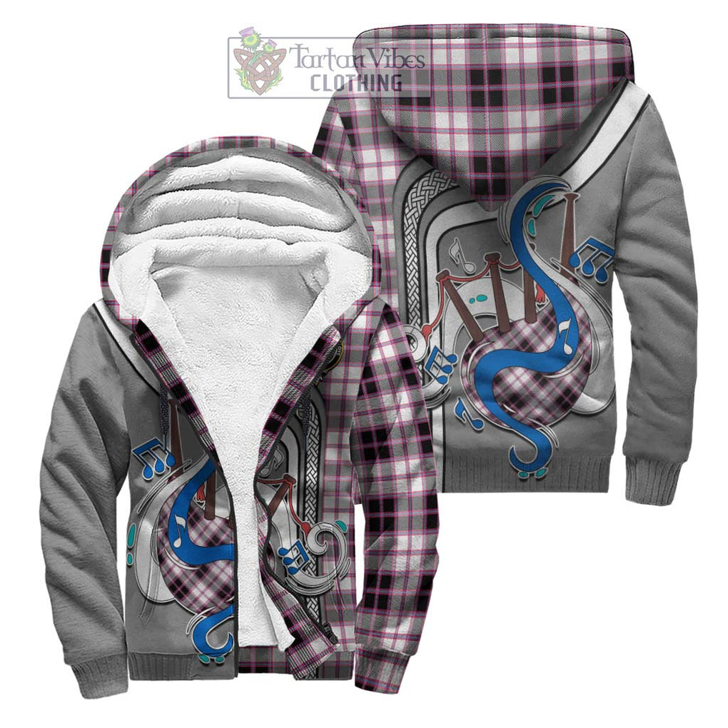 MacPherson Hunting Modern Tartan Sherpa Hoodie with Epic Bagpipe Style Unisex S - Tartanvibesclothing Shop