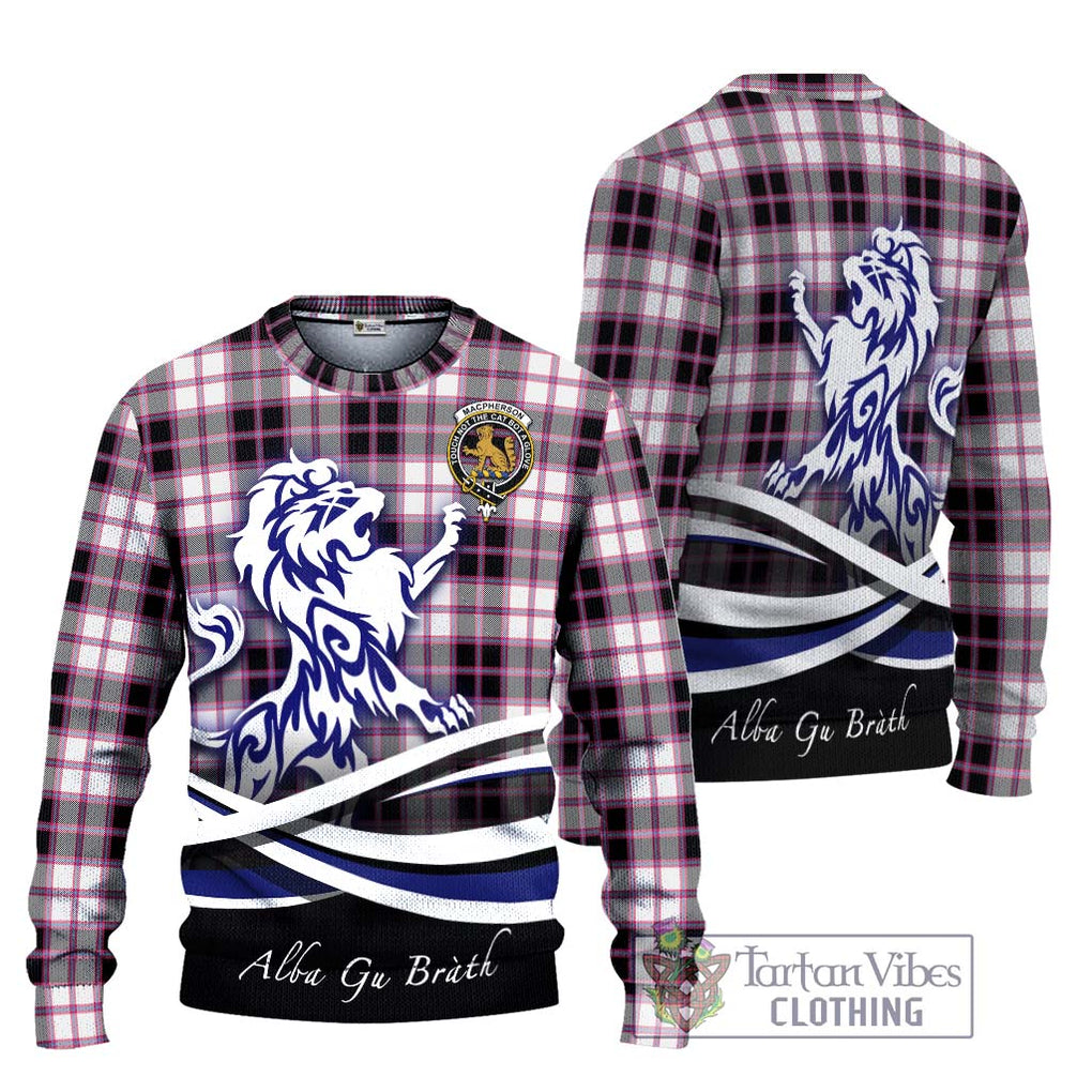 MacPherson Hunting Modern Tartan Knitted Sweater with Alba Gu Brath Regal Lion Emblem Unisex - Tartanvibesclothing Shop