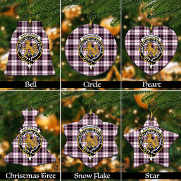 MacPherson Hunting Modern Tartan Christmas Ceramic Ornaments with Family Crest