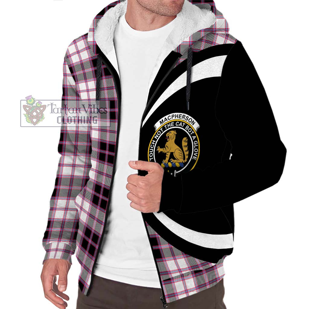 MacPherson Hunting Modern Tartan Sherpa Hoodie with Family Crest Circle Style Unisex S - Tartan Vibes Clothing