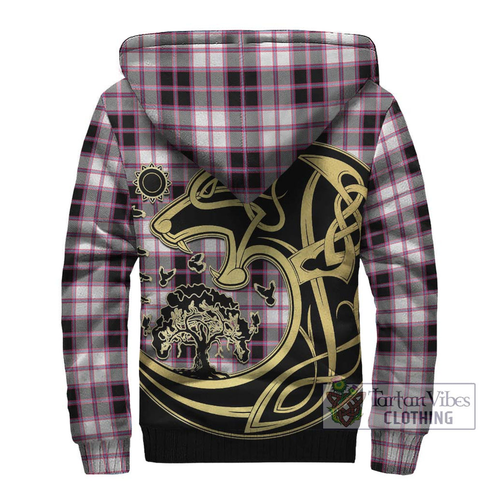 MacPherson Hunting Modern Tartan Sherpa Hoodie with Family Crest Celtic Wolf Style - Tartan Vibes Clothing