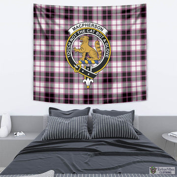 MacPherson Hunting Modern Tartan Tapestry Wall Hanging and Home Decor for Room with Family Crest