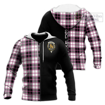 MacPherson Hunting Modern Tartan Knitted Hoodie with Family Crest and Half Of Me Style