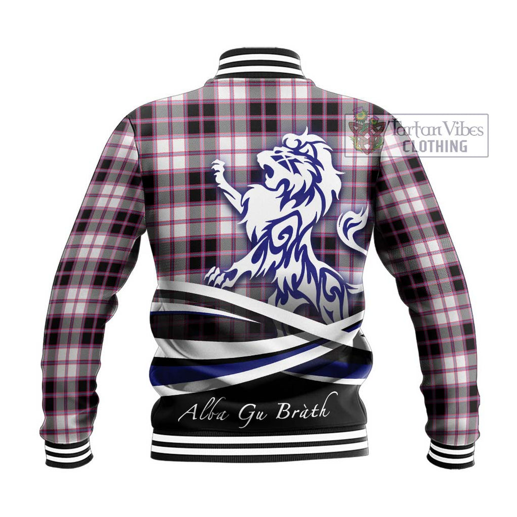 MacPherson Hunting Modern Tartan Baseball Jacket with Alba Gu Brath Regal Lion Emblem - Tartanvibesclothing Shop