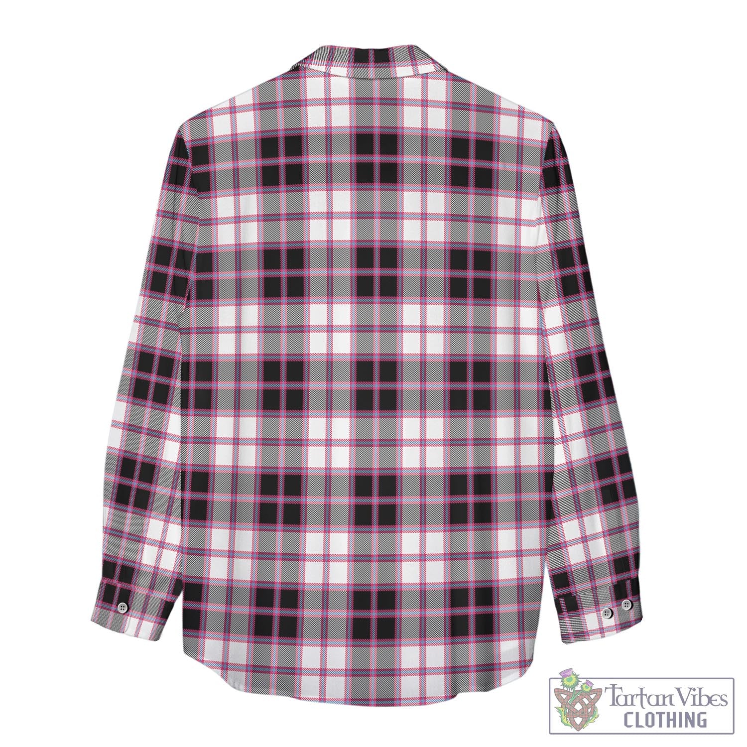 Tartan Vibes Clothing MacPherson Hunting Modern Tartan Womens Casual Shirt with Family Crest