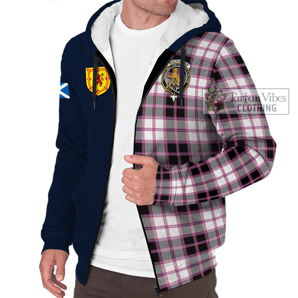 Tartan Vibes Clothing MacPherson Hunting Modern Tartan Sherpa Hoodie with Scottish Lion Royal Arm Half Style