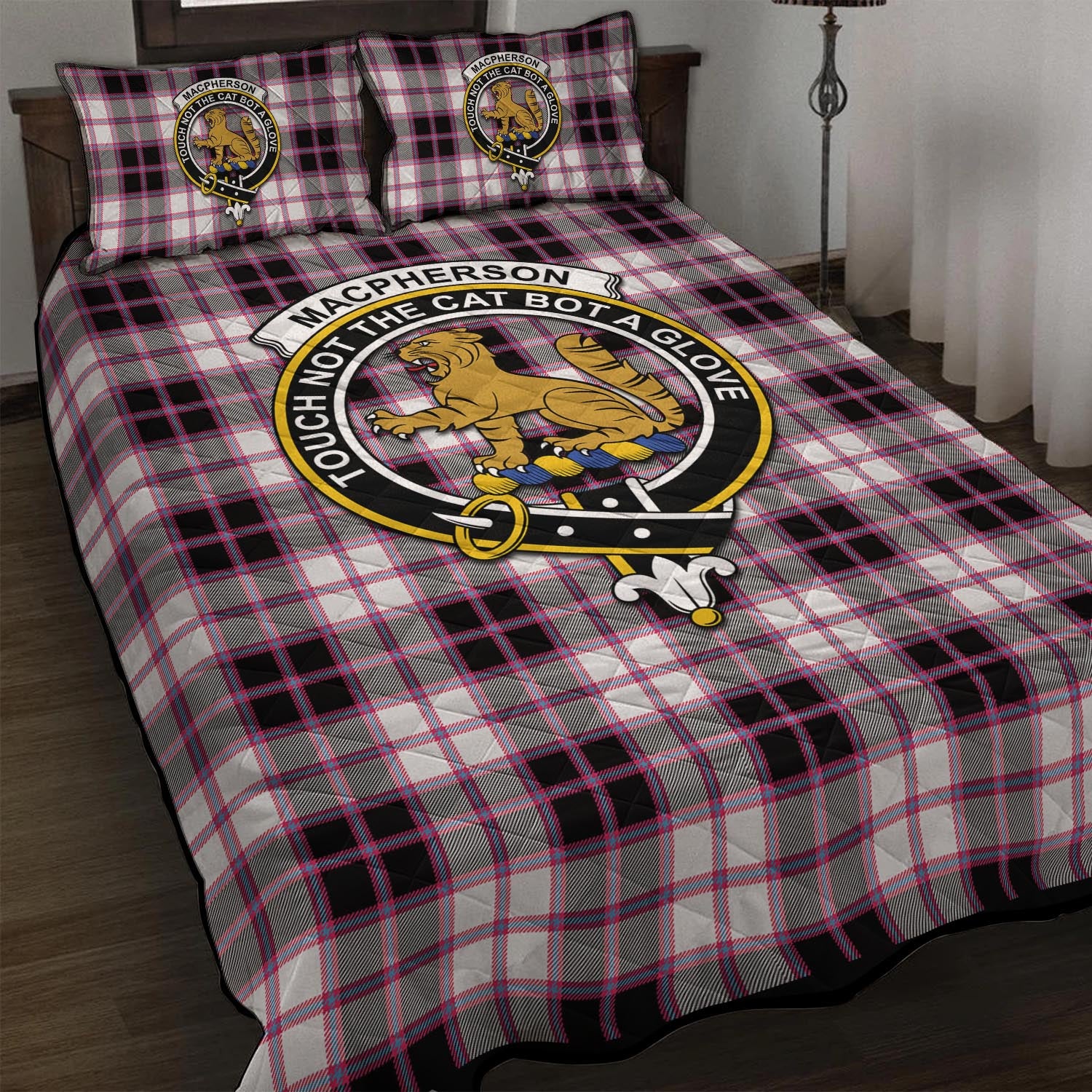 MacPherson Hunting Modern Tartan Quilt Bed Set with Family Crest - Tartan Vibes Clothing