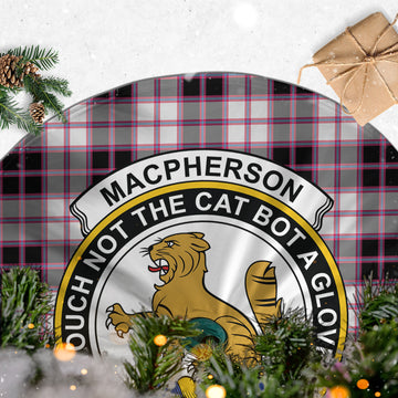 MacPherson Hunting Modern Tartan Christmas Tree Skirt with Family Crest