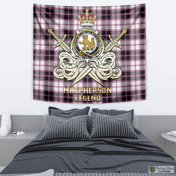 MacPherson Hunting Modern Tartan Tapestry with Clan Crest and the Golden Sword of Courageous Legacy