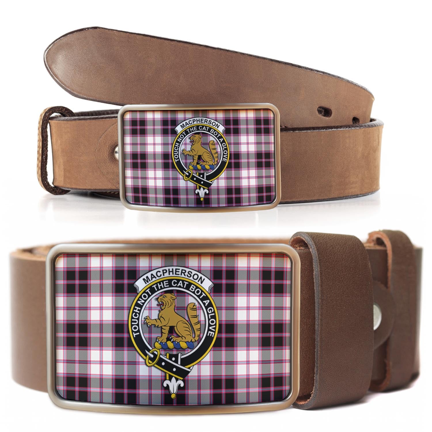 MacPherson Hunting Modern Tartan Belt Buckles with Family Crest - Tartan Vibes Clothing