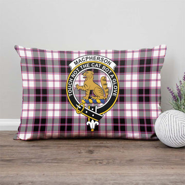 MacPherson Hunting Modern Tartan Pillow Cover with Family Crest