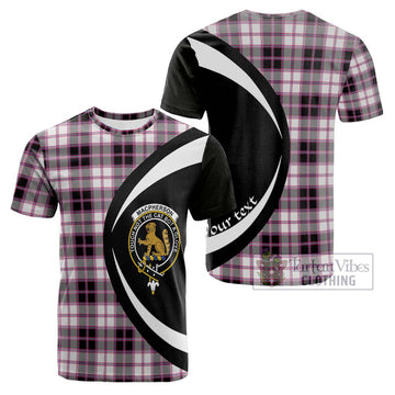 MacPherson Hunting Modern Tartan Cotton T-shirt with Family Crest Circle Style