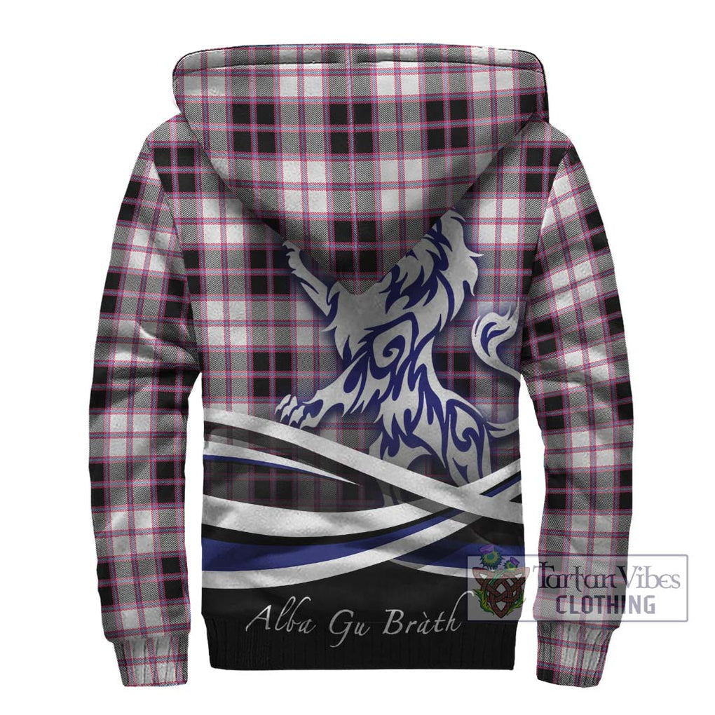 MacPherson Hunting Modern Tartan Sherpa Hoodie with Alba Gu Brath Regal Lion Emblem - Tartanvibesclothing Shop