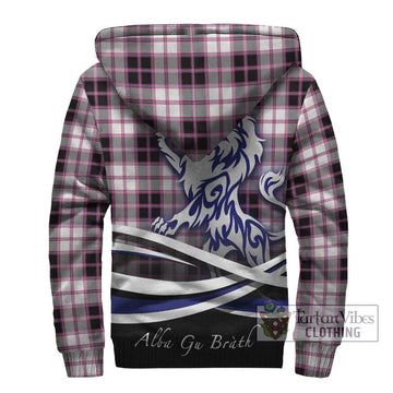 MacPherson Hunting Modern Tartan Sherpa Hoodie with Alba Gu Brath Regal Lion Emblem