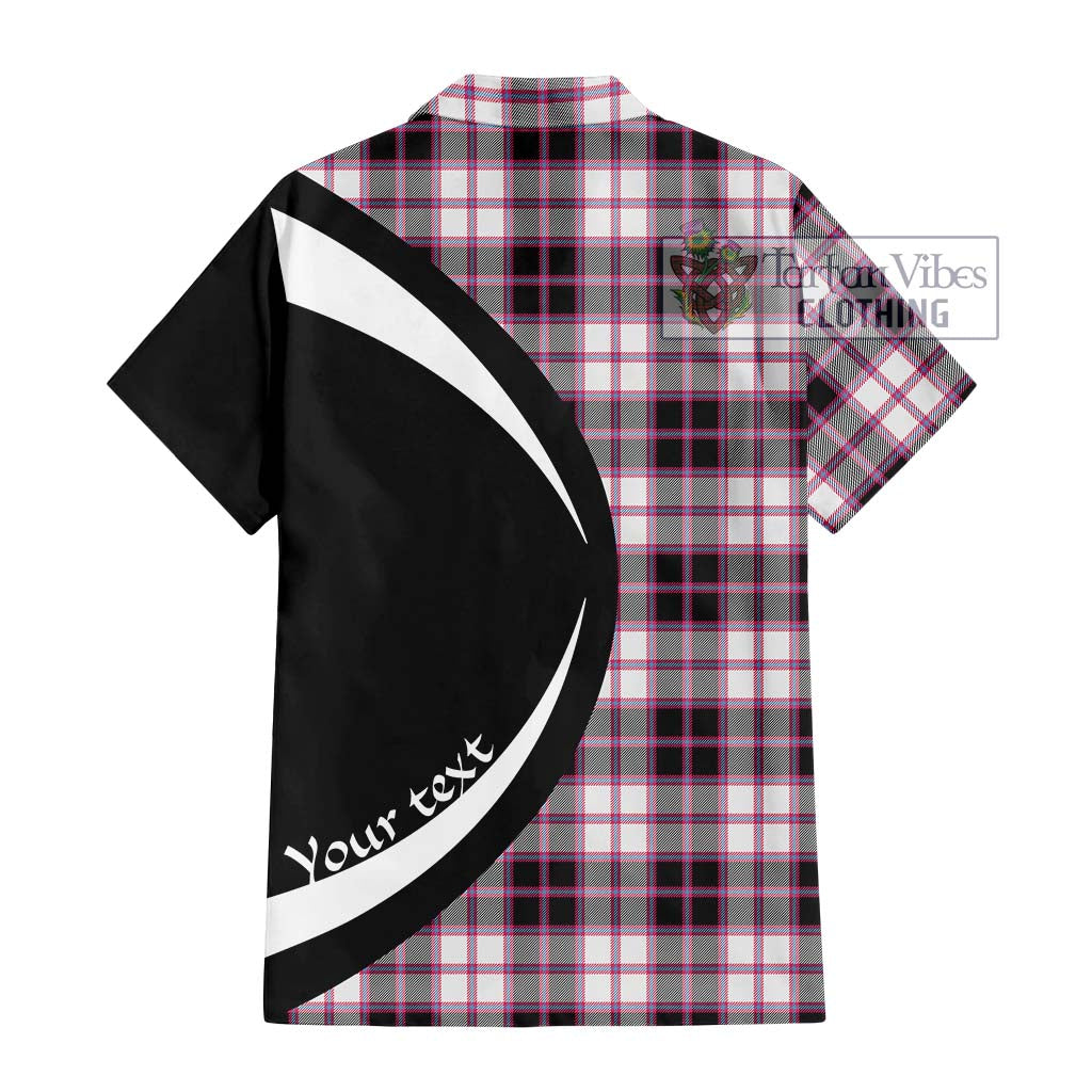 MacPherson Hunting Modern Tartan Short Sleeve Button Up with Family Crest Circle Style - Tartan Vibes Clothing