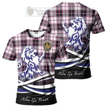 MacPherson Hunting Modern Tartan Cotton T-shirt with Alba Gu Brath Regal Lion Emblem