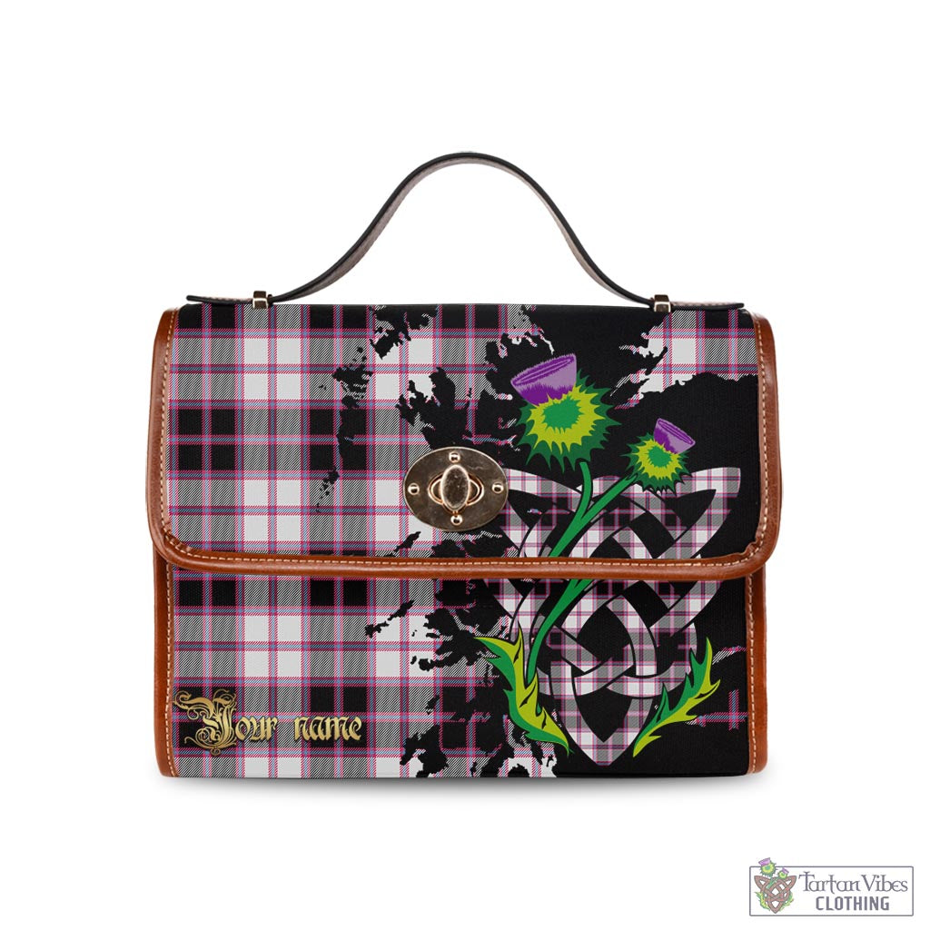 Tartan Vibes Clothing MacPherson Hunting Modern Tartan Waterproof Canvas Bag with Scotland Map and Thistle Celtic Accents