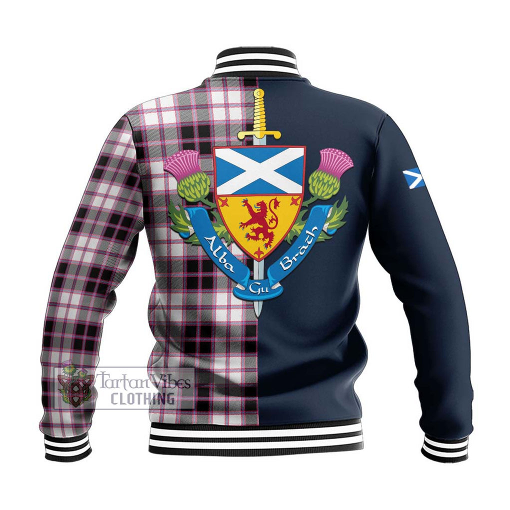 Tartan Vibes Clothing MacPherson Hunting Modern Tartan Baseball Jacket with Scottish Lion Royal Arm Half Style