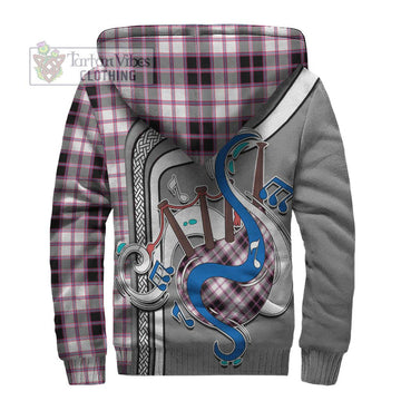 MacPherson Hunting Modern Tartan Sherpa Hoodie with Epic Bagpipe Style