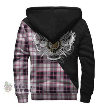 MacPherson Hunting Modern Tartan Sherpa Hoodie with Family Crest and Military Logo Style