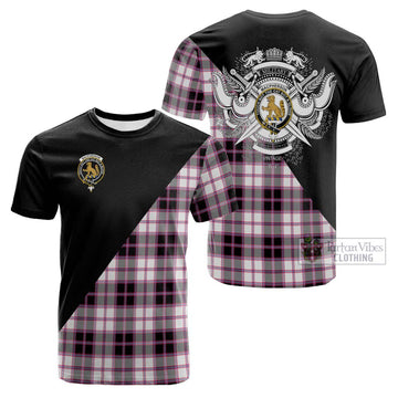 MacPherson Hunting Modern Tartan Cotton T-shirt with Family Crest and Military Logo Style