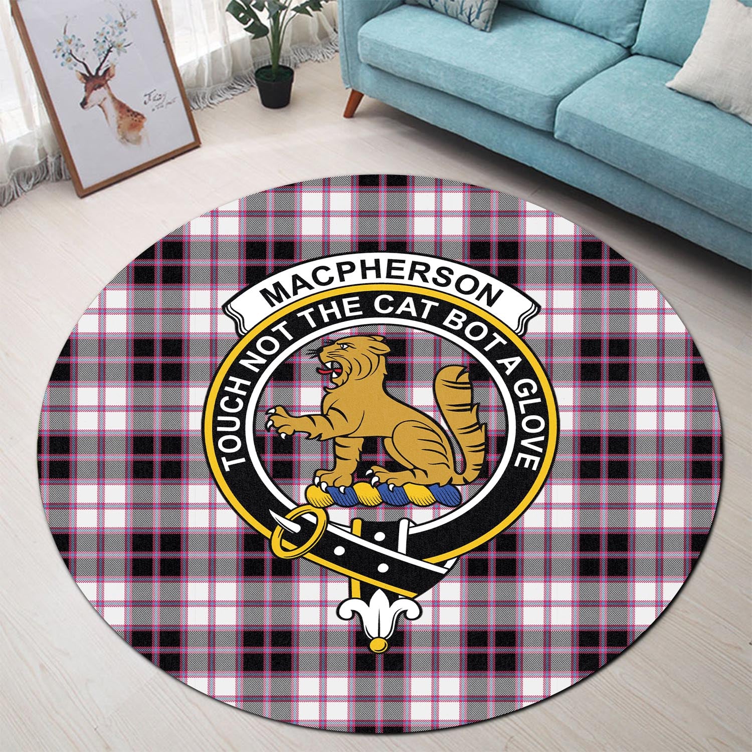 macpherson-hunting-modern-tartan-round-rug-with-family-crest