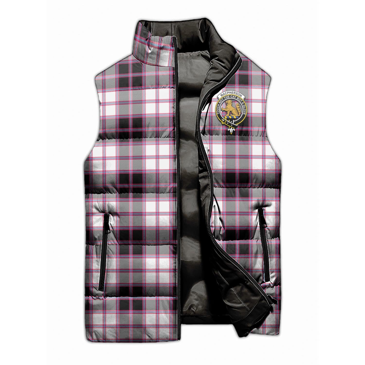 MacPherson Hunting Modern Tartan Sleeveless Puffer Jacket with Family Crest - Tartanvibesclothing