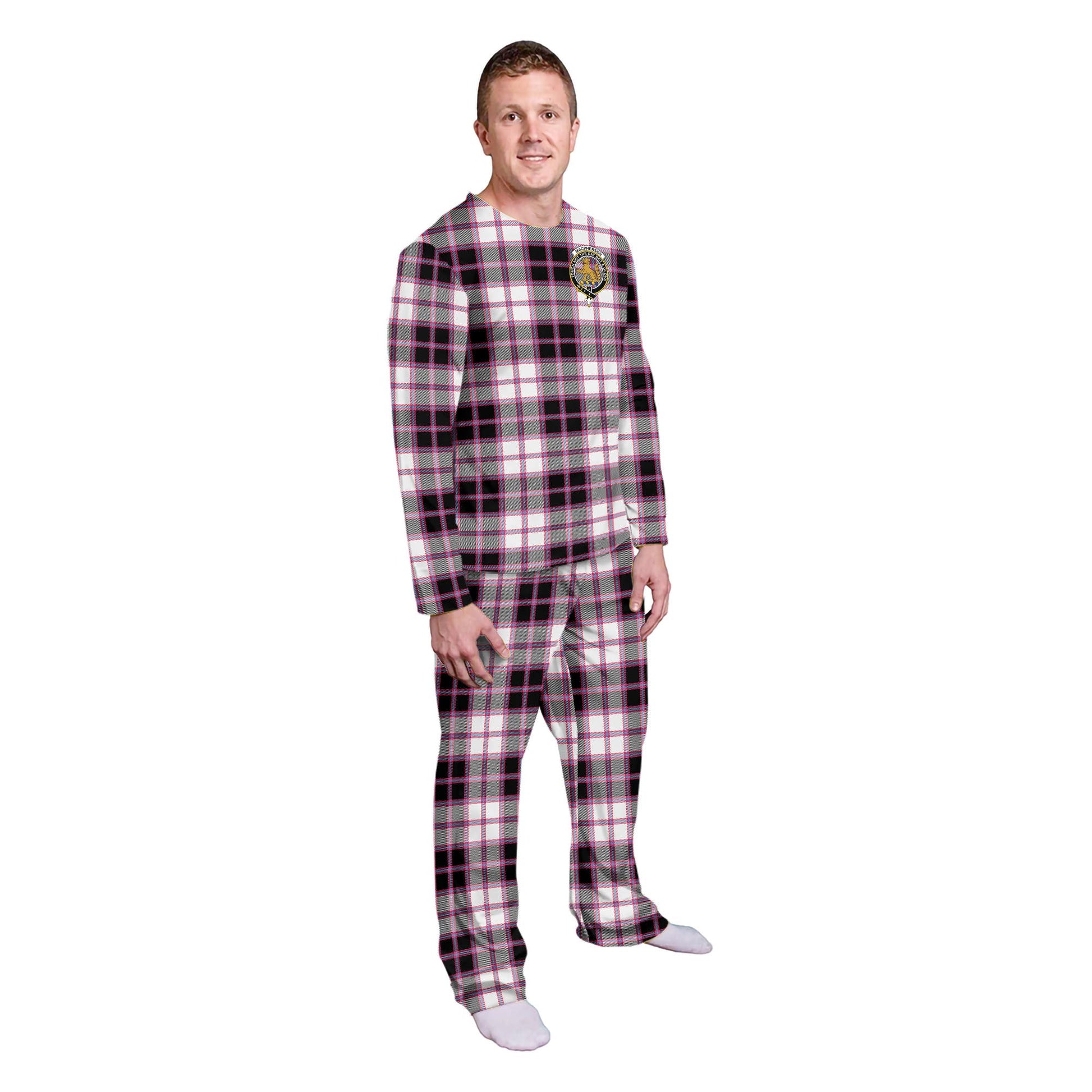 MacPherson Hunting Modern Tartan Pajamas Family Set with Family Crest - Tartanvibesclothing