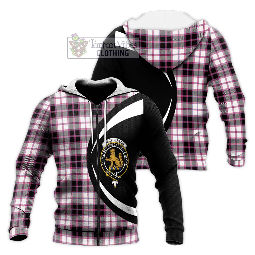 MacPherson Hunting Modern Tartan Knitted Hoodie with Family Crest Circle Style Unisex Knitted Zip Hoodie - Tartan Vibes Clothing