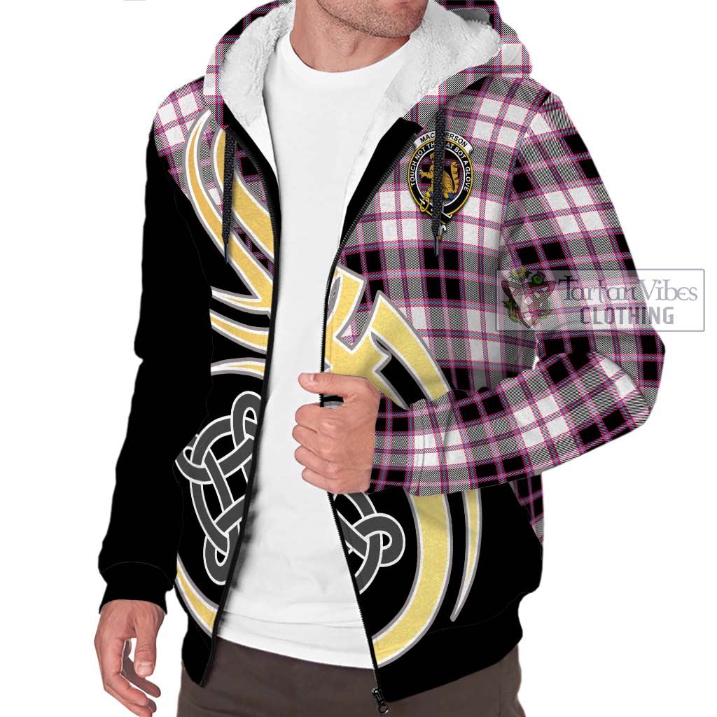 MacPherson Hunting Modern Tartan Sherpa Hoodie with Family Crest and Celtic Symbol Style - Tartan Vibes Clothing