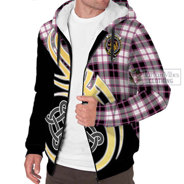 MacPherson Hunting Modern Tartan Sherpa Hoodie with Family Crest and Celtic Symbol Style