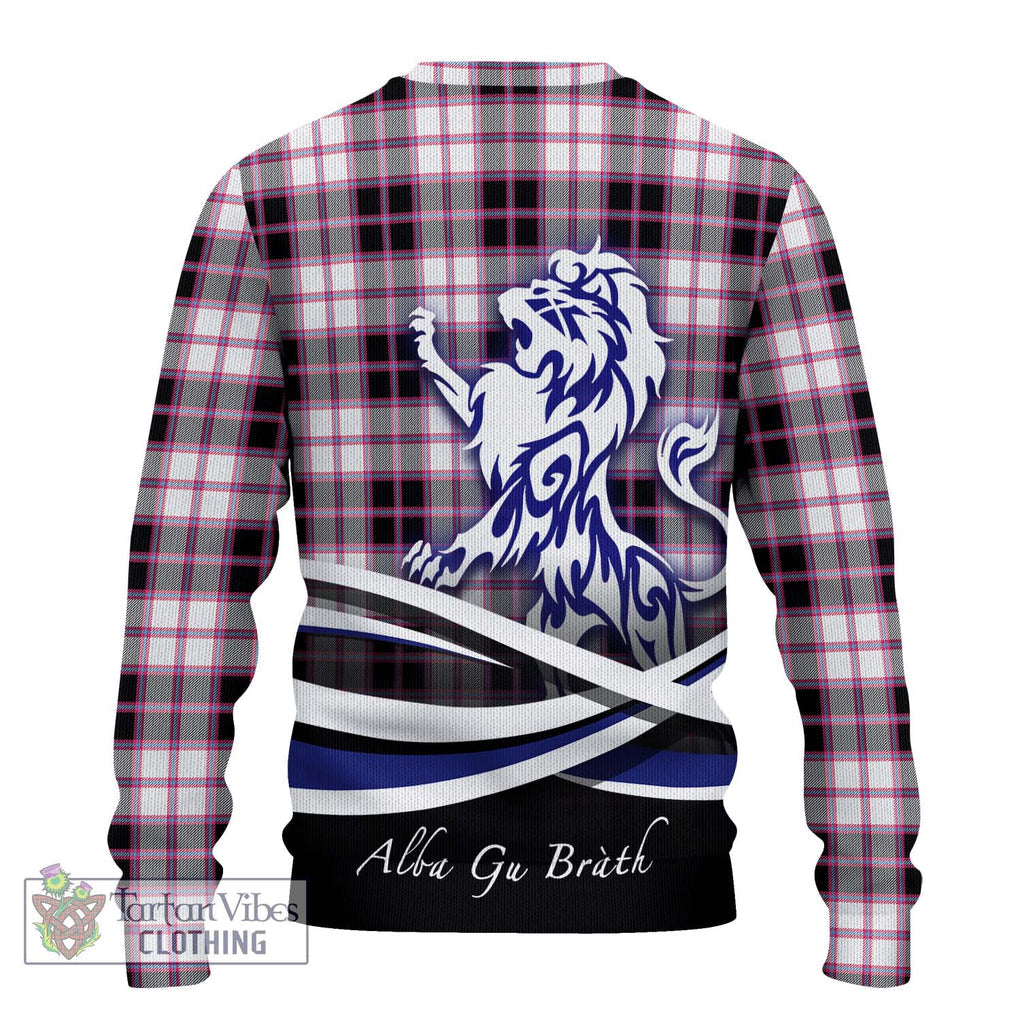 MacPherson Hunting Modern Tartan Knitted Sweater with Alba Gu Brath Regal Lion Emblem - Tartanvibesclothing Shop