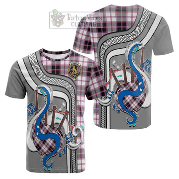 MacPherson Hunting Modern Tartan Cotton T-shirt with Epic Bagpipe Style