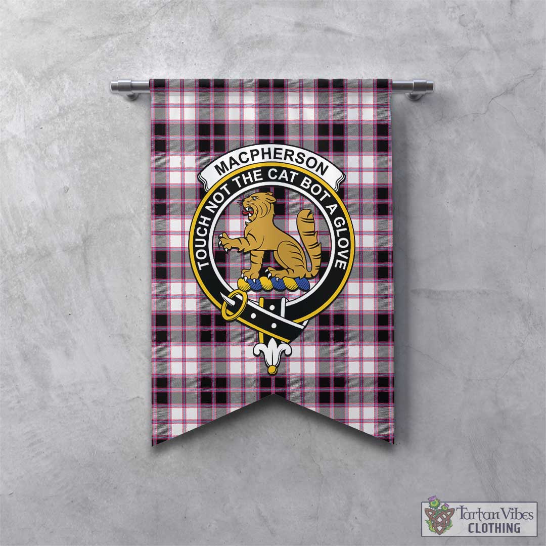 Tartan Vibes Clothing MacPherson Hunting Modern Tartan Gonfalon, Tartan Banner with Family Crest